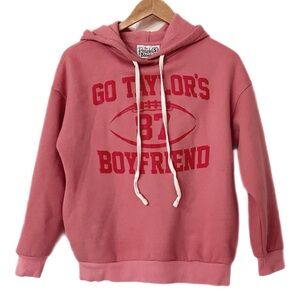 The Peach Blossom Graphic Football Hoodie "Go Taylor's Boyfriend" Size Small